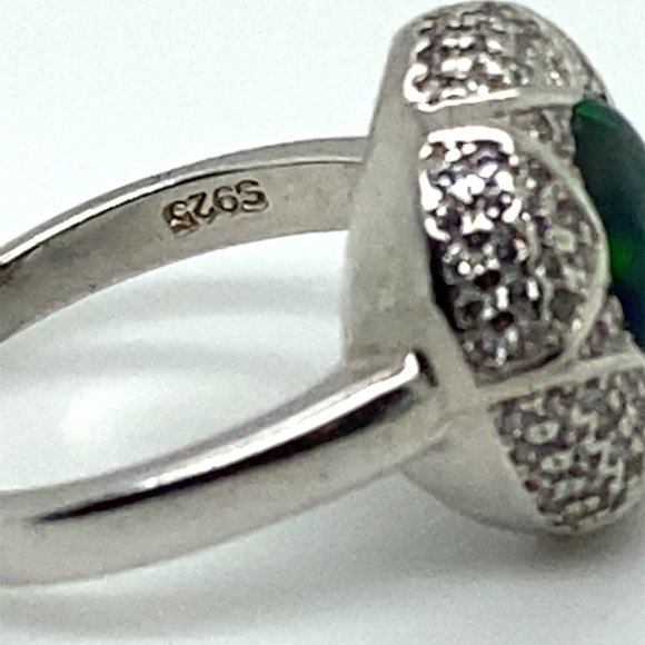 Black Opal 1.67ct Platinum Finish Solid 925 Sterling Silver Ring - Picture 5 of 7